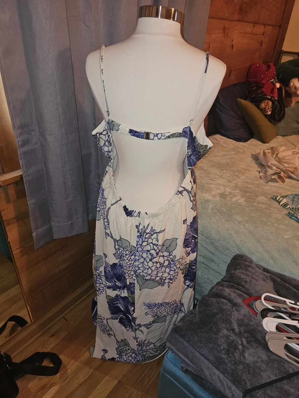 Abercrombie & Fitch Cream Dress with Blue and Green Floral Print